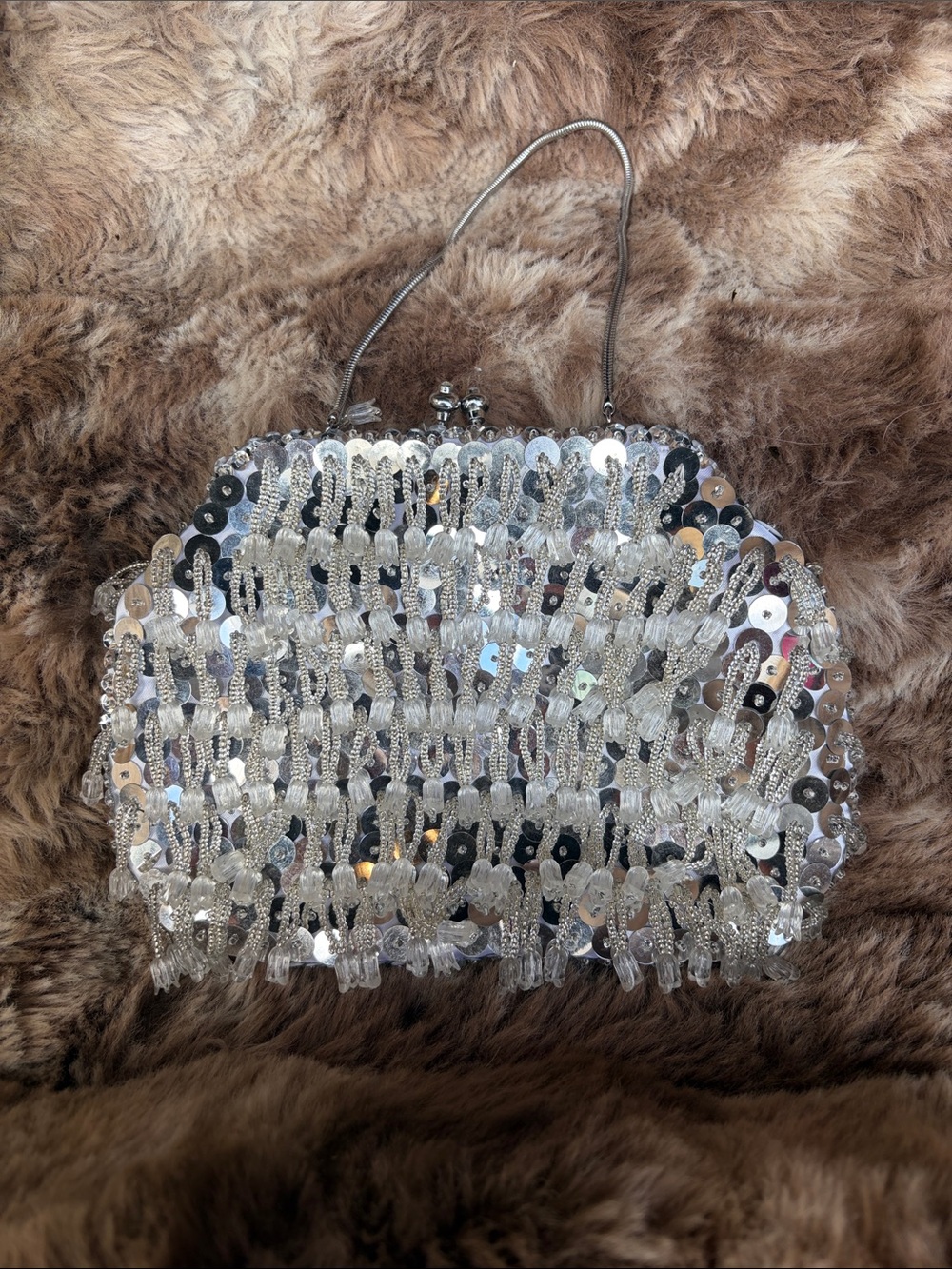 Vintage 1960’s Silver Sequin Evening Clutch
